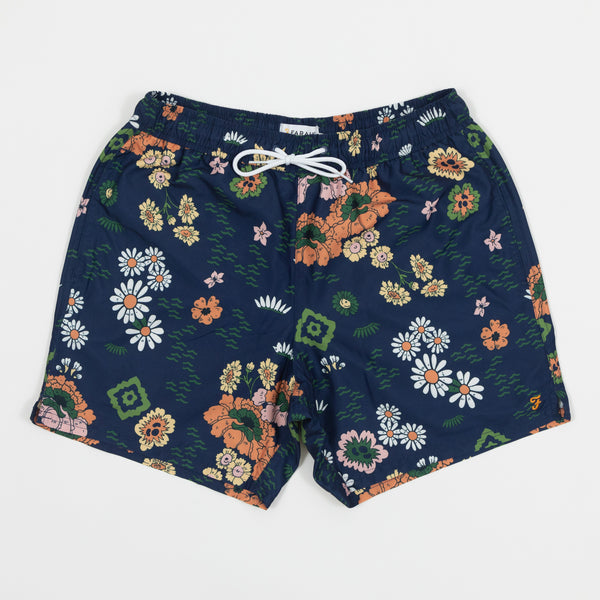 Colbert Floral Print Swim Shorts In Rich Indigo