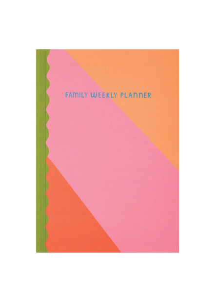 Raspberry Blossom Striped Family Weekly Planner 