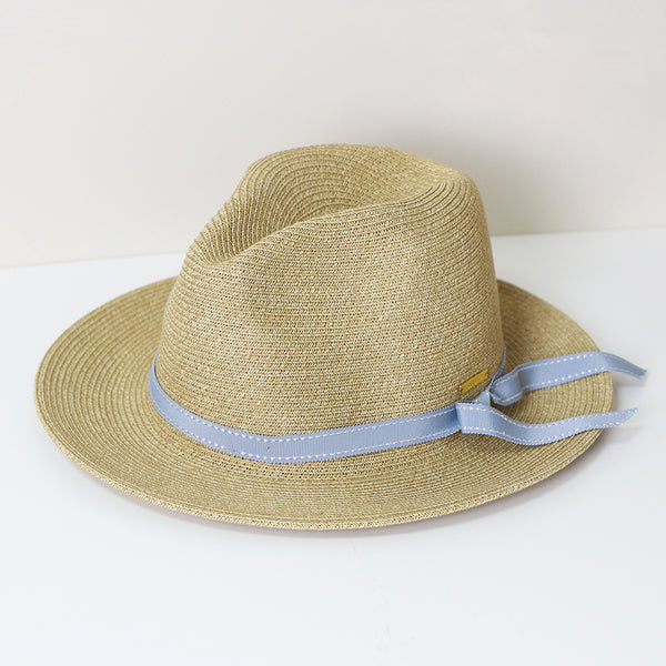Natural Trilby Summer Hat - Blue Ribbon