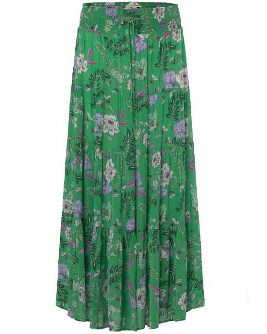 Long Skirt Floral Fun Green