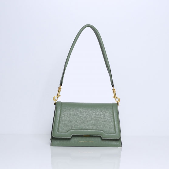 Trouva: Ida Classic Leather Handbag - Army Green