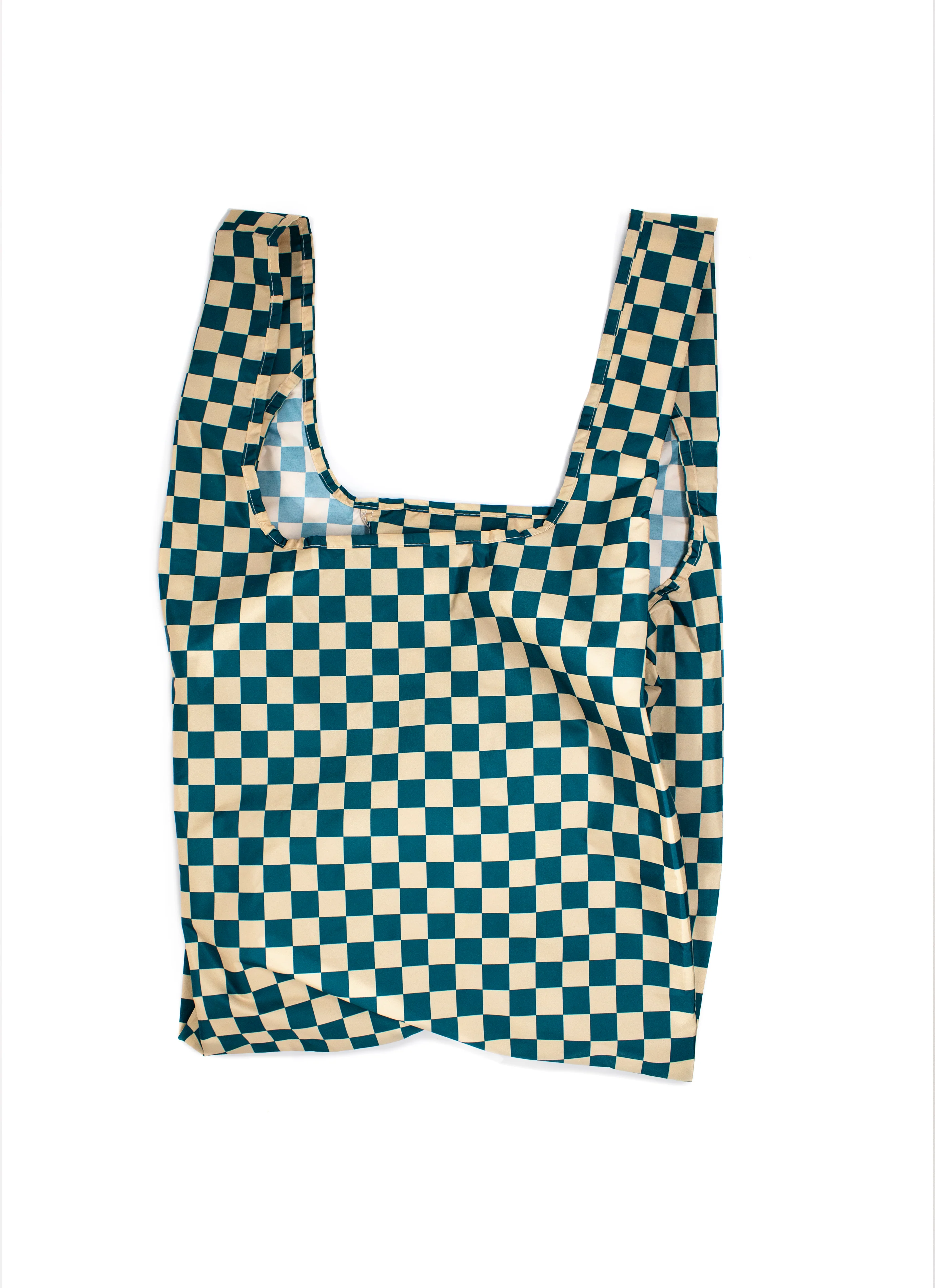 kind-bag-reusable-medium-shopping-bag-teal-checkerboard