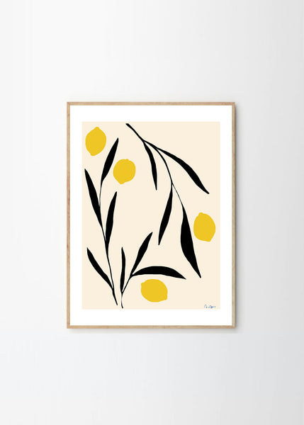 Lemon Print | Oak Frame 30x40