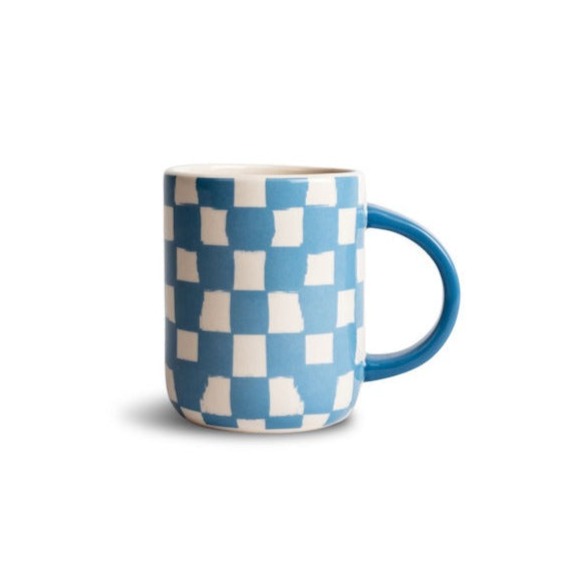 Liz Checkered Mug - Blue & Beige