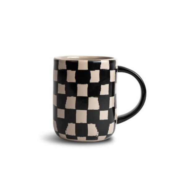 Liz Checkered Mug - Black & Beige