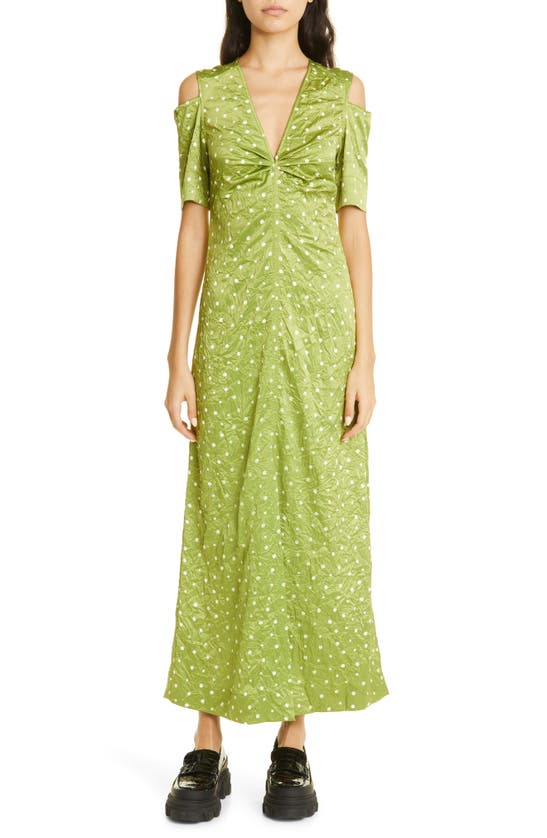 - Crinkled Satin Maxi Dress - Going Green