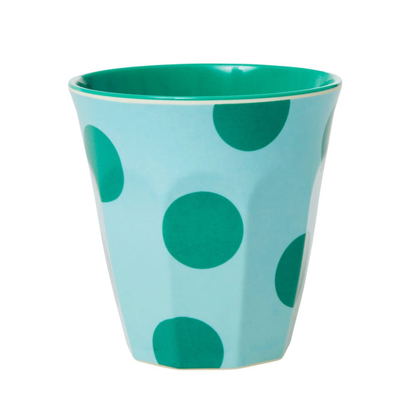 Medium Green Dot Melamine Cup