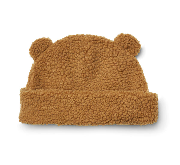 Golden Caramel Bibi Pile Beanie with Ears