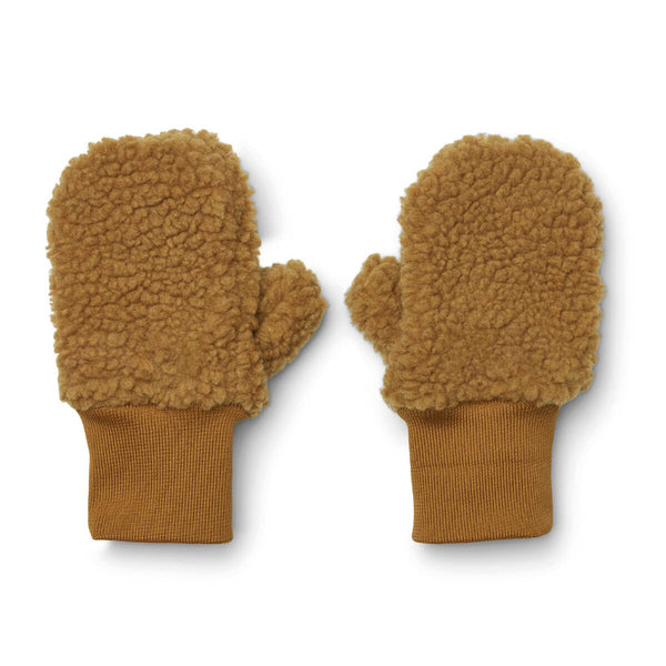 Golden Caramel Coy Pile Mittens