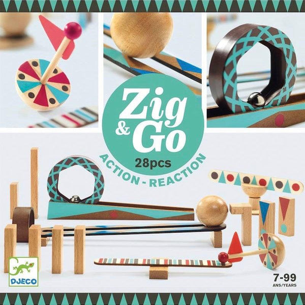 28 Pieces Zig and Go Roll Chain Reaction Construction Set Toy