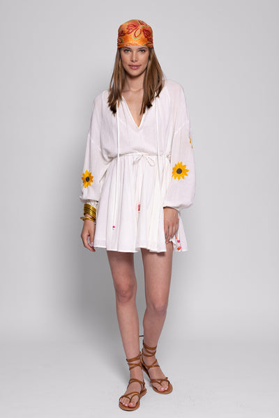 Lelia White Sunflower Dress