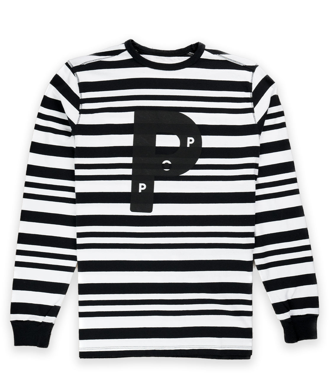 Black and white Big P Striped Longsleeve Top