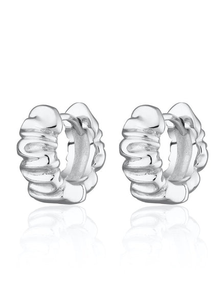 Scrunchie Huggie Earrings - Sterling Silver