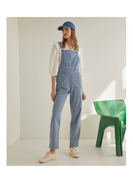 Striped Denim Overalls