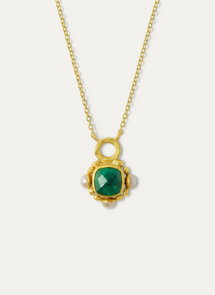 Esther Emerald And Pearl Pendant Necklace