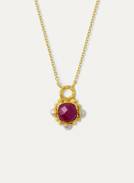 Esther Ruby And Pearl Pendant Necklace