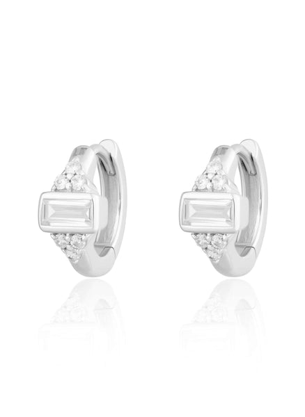 Audrey Huggie Hoop Earrings - Silver