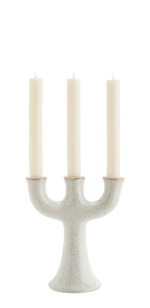 Off White Stoneware Candle Holder