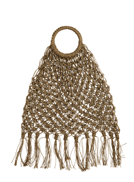 Natural Jute Macrame Fringe Bag