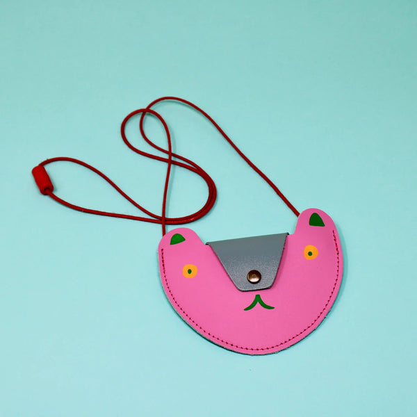 Hot Pink / Heritage Blue Bear Pocket Purse