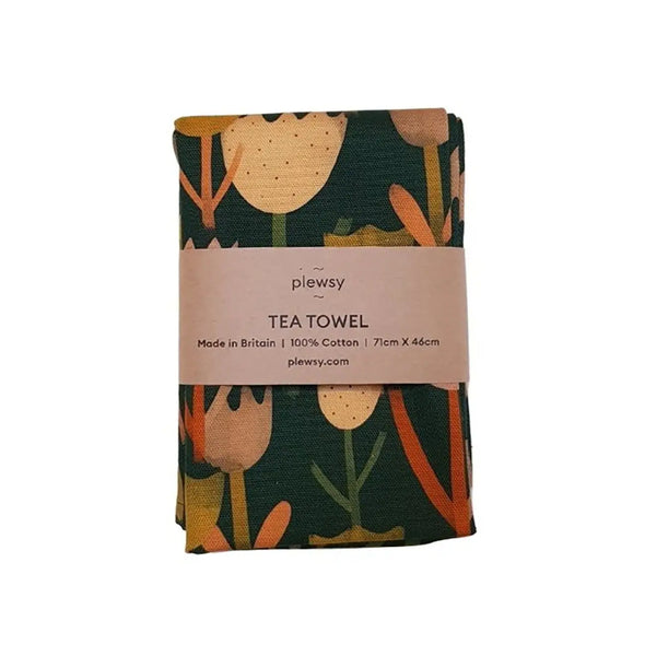 Green Tulip Tea Towel