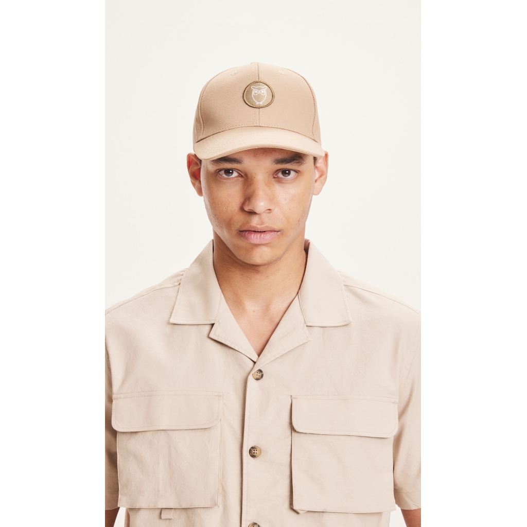 Beige cotton baseball cap