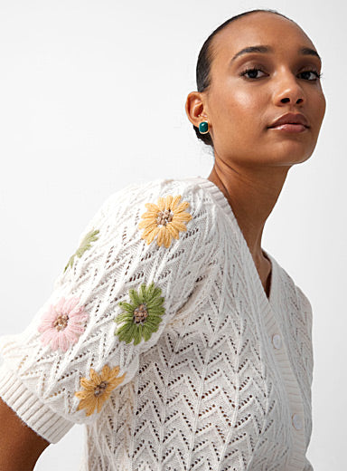 Emilie Cream Embroidered Cardigan