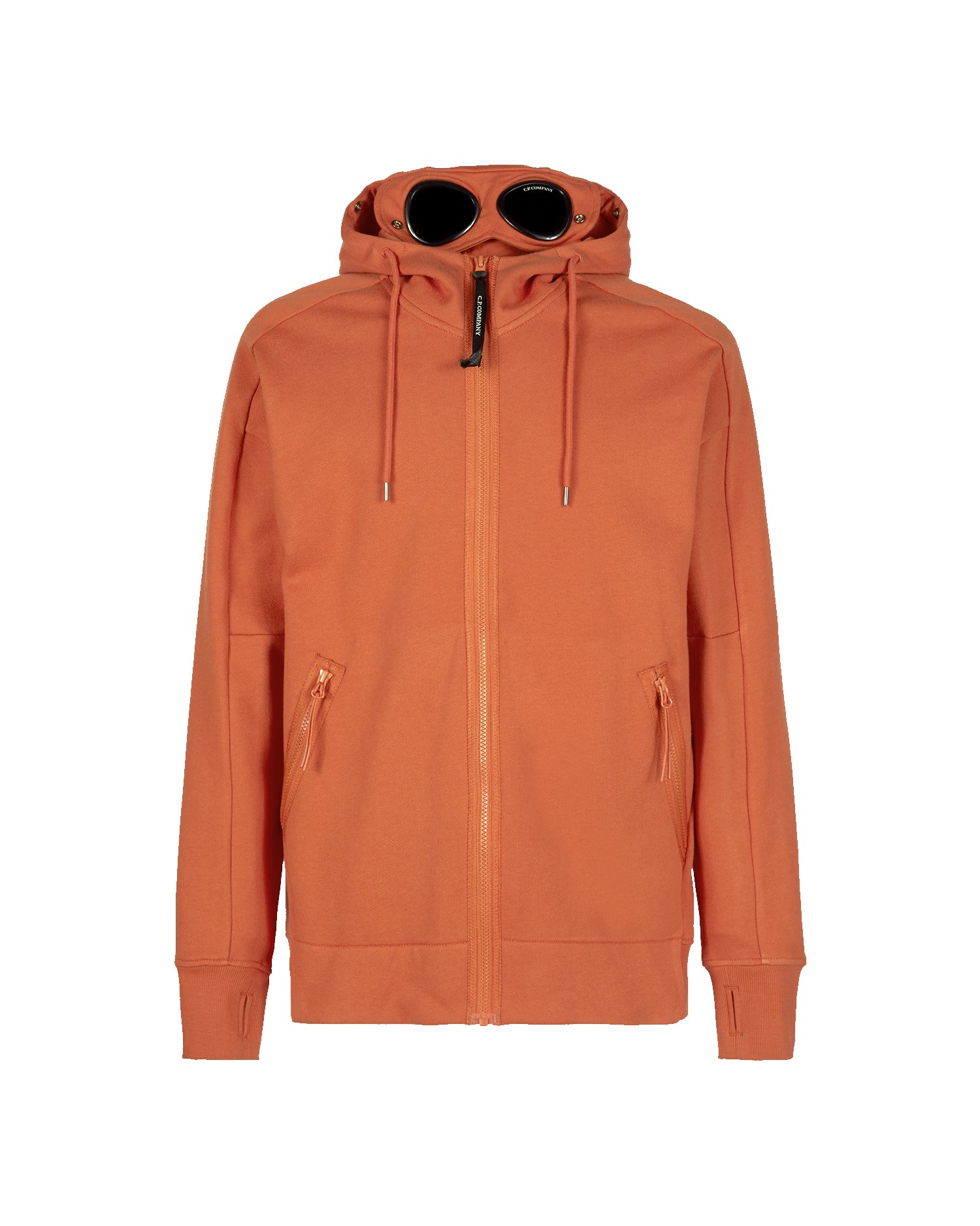 C.p. Company Diagonal Raised Fleece Goggle Hoodie Harvest Pumpkin Orange