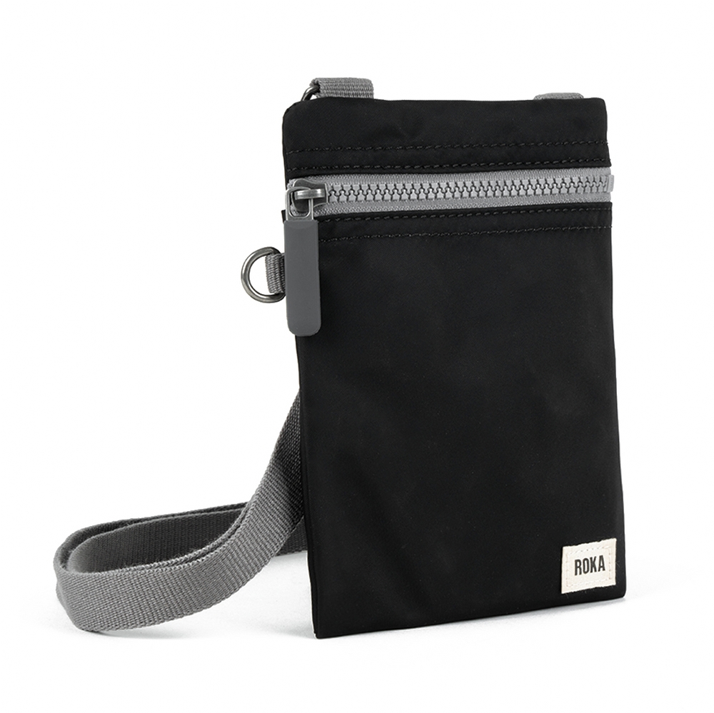ROKA Roka Cross Body Shoulder Swing Pocket Bag Chelsea In Recycled Sustainable Nylon Black