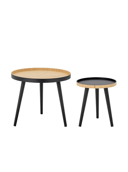 Bloomingville Cappuccino Black & Bamboo Side Tables - Set Of 2