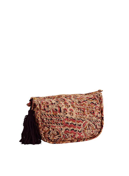 Small Printed Toilet Bag With Tassel Raspberry & Nude