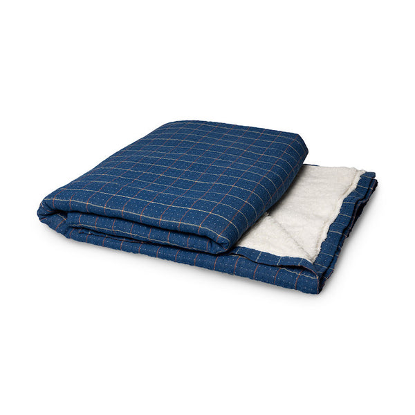 Checkered Sherpa Throw Blue