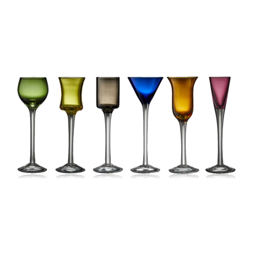LYNGBY GLASS Set of 6 Multicoloured Shot Glasses 