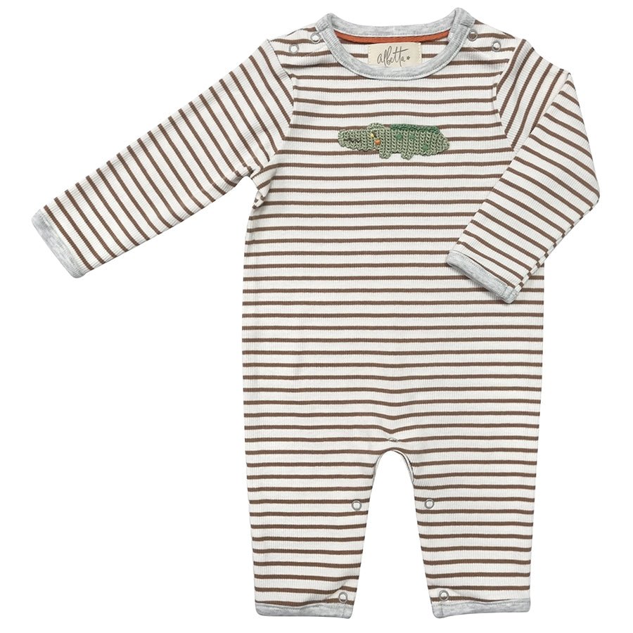 Crochet Casey Croco Earth Stripe Babygro