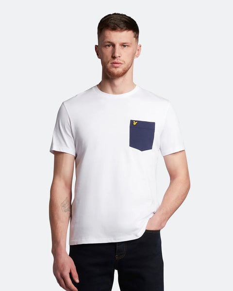 Contrast Pocket T-shirt White/ Navy