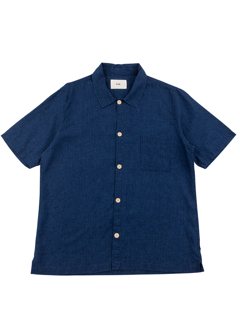 Seoul Shirt in Indigo Micro Waffle