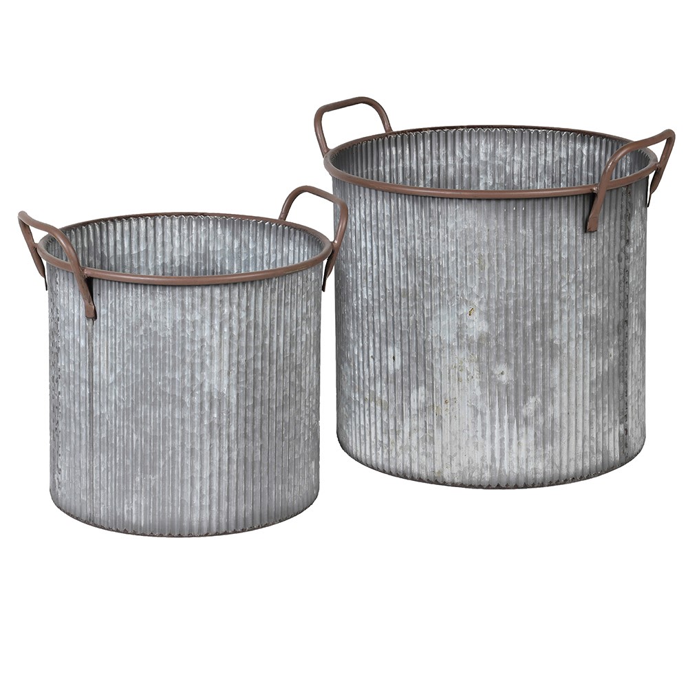 Just So Interiors Set of 2 Ribbed Metal Planters