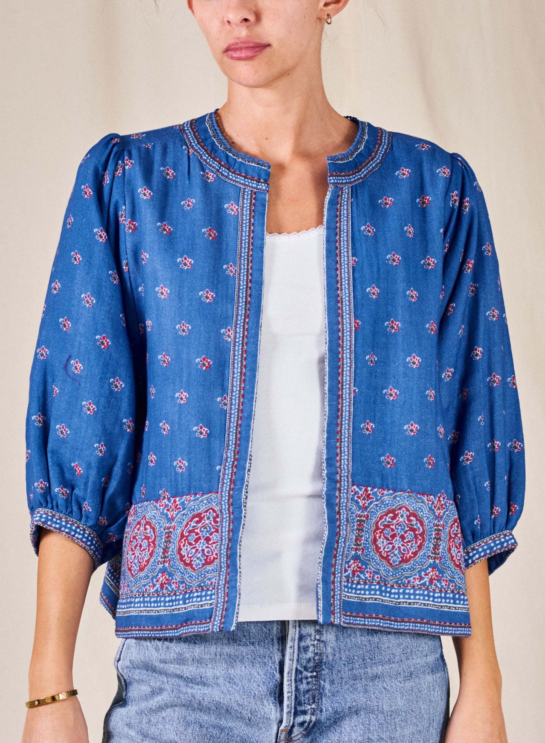 Mabe Juni Print Jacket In Indigo