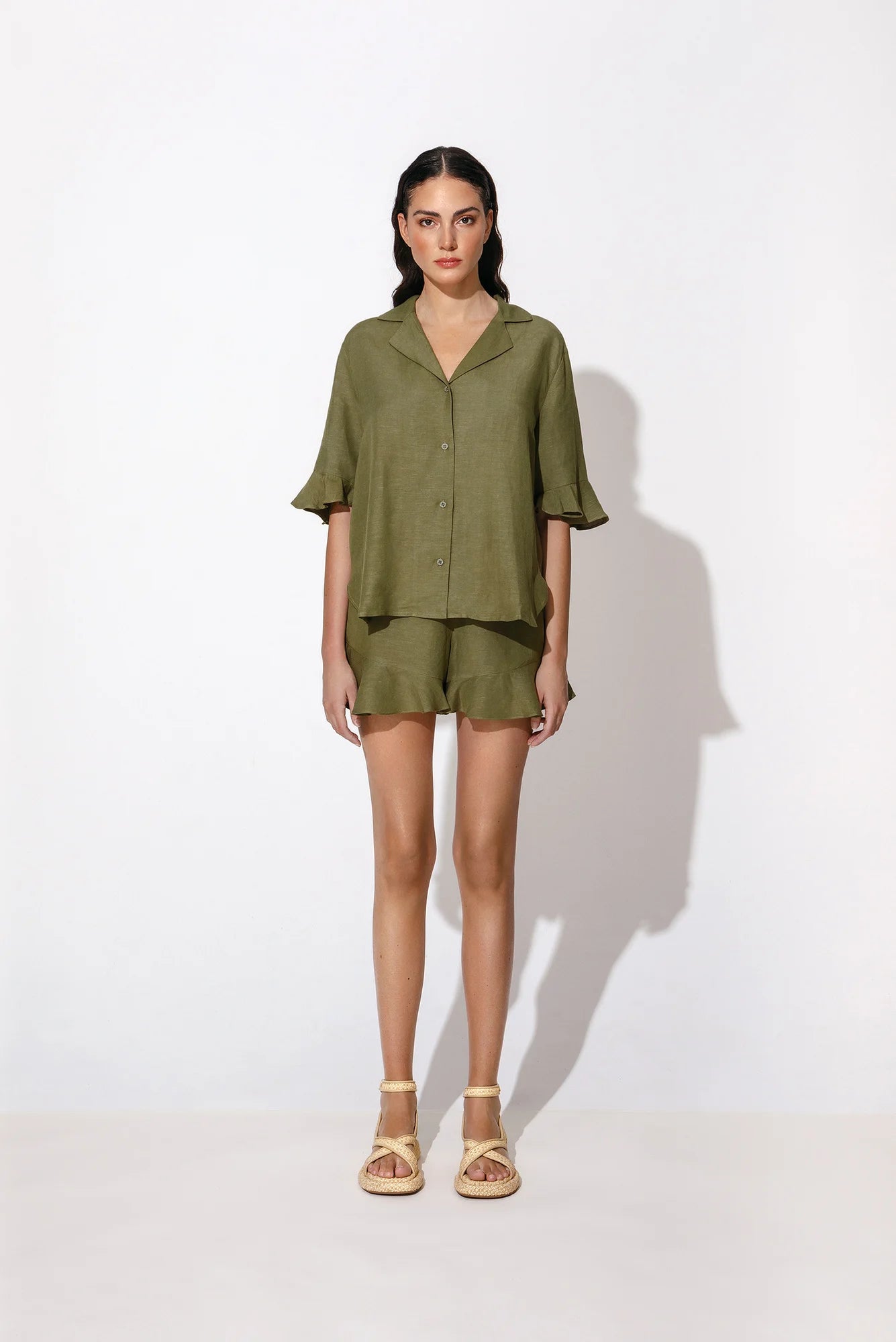 BY MALINA Elie Shirt In Olive