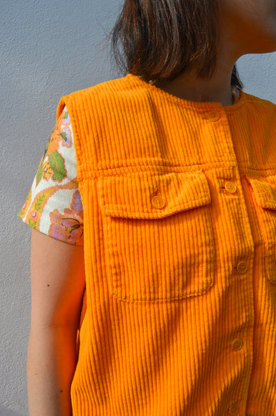 Lucy Orange Corduroy Sleeveless Jacket