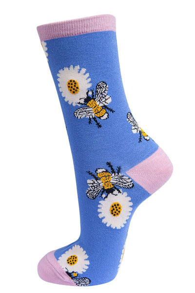 Msh - Women's Pale Pink & Lilac Bee Bamboo Socks