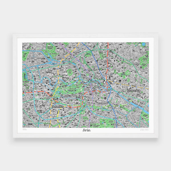 Jenni Sparks A2 Hand Drawn Map Of Berlin Print