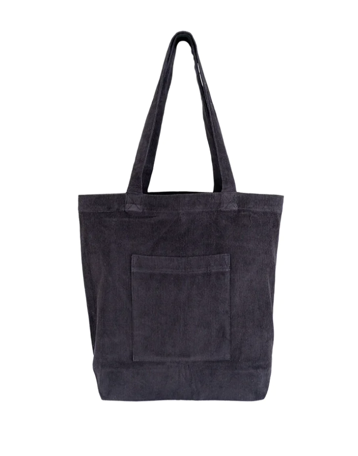 Black Colour Black Cory Corduroy Shopping Bag