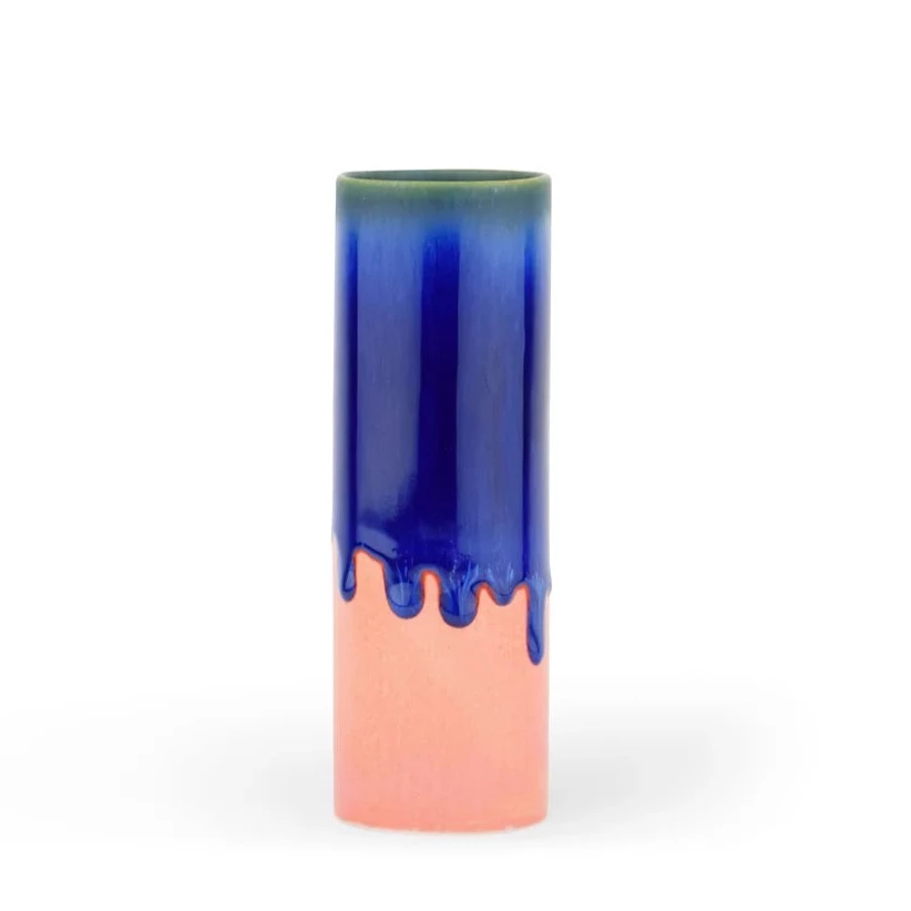 SGW Lab SGW Lab Medium Cylinder Vase in Blue/Coral