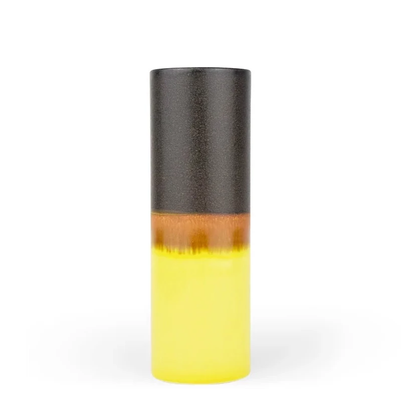 SGW Lab SGW Lab Large Cylinder Vase in Charcoal/Yellow