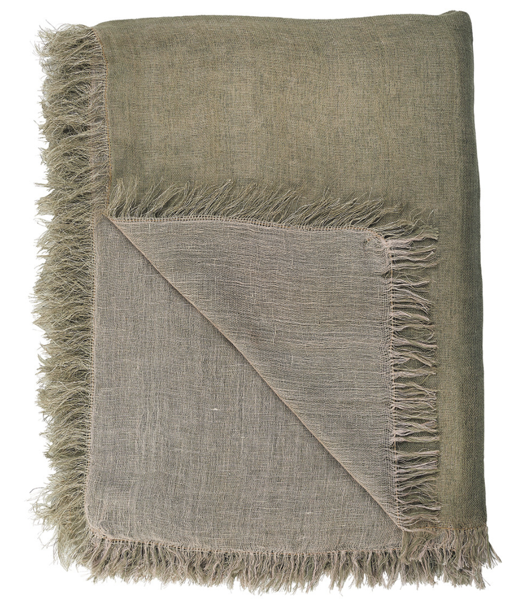 THE BROWNHOUSE INTERIORS Lea sage creased-linen throw