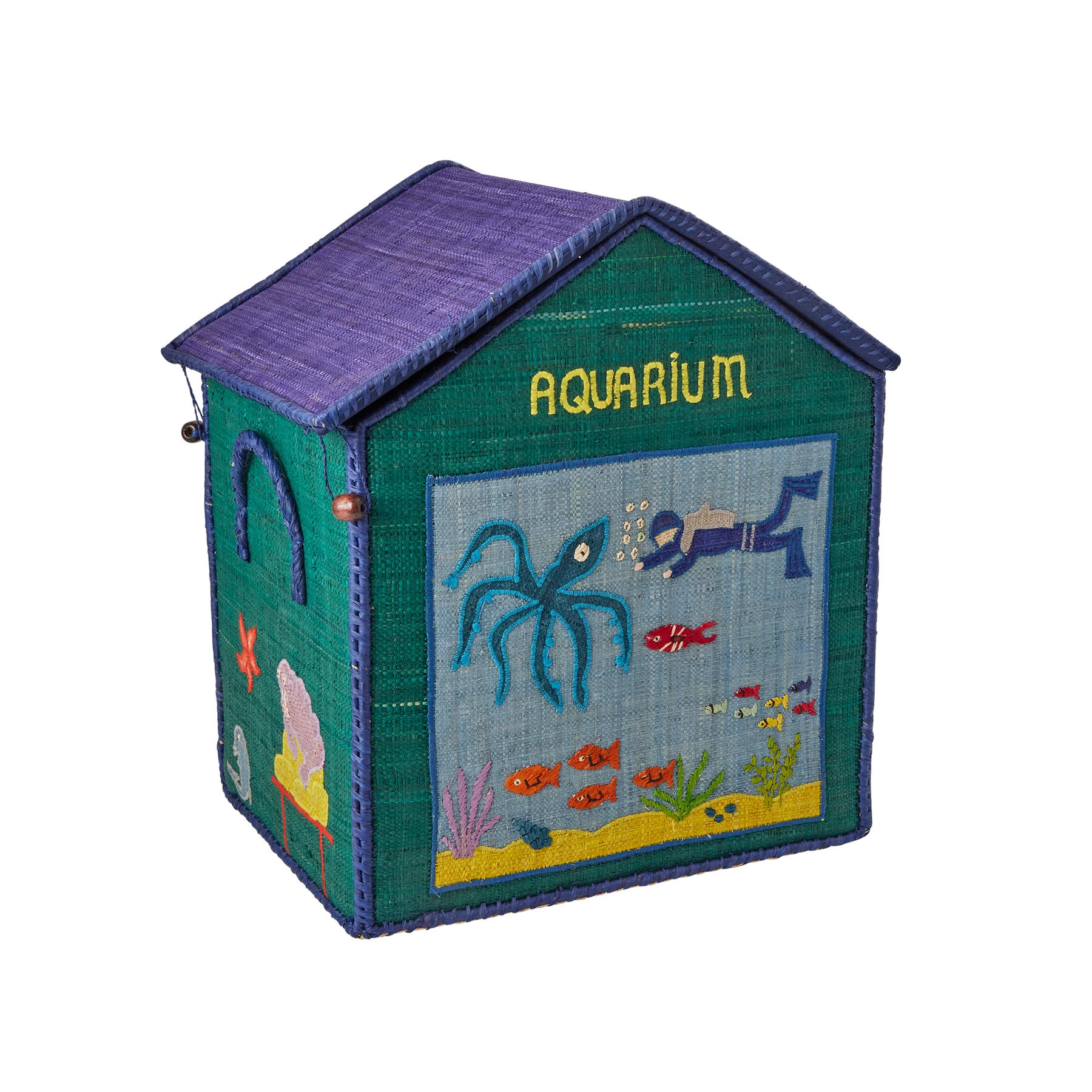 Basket raffia games aquarium house - medium