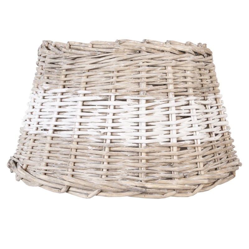 clayre & Eef  Natural Rattan Lampshade w/White Stripe