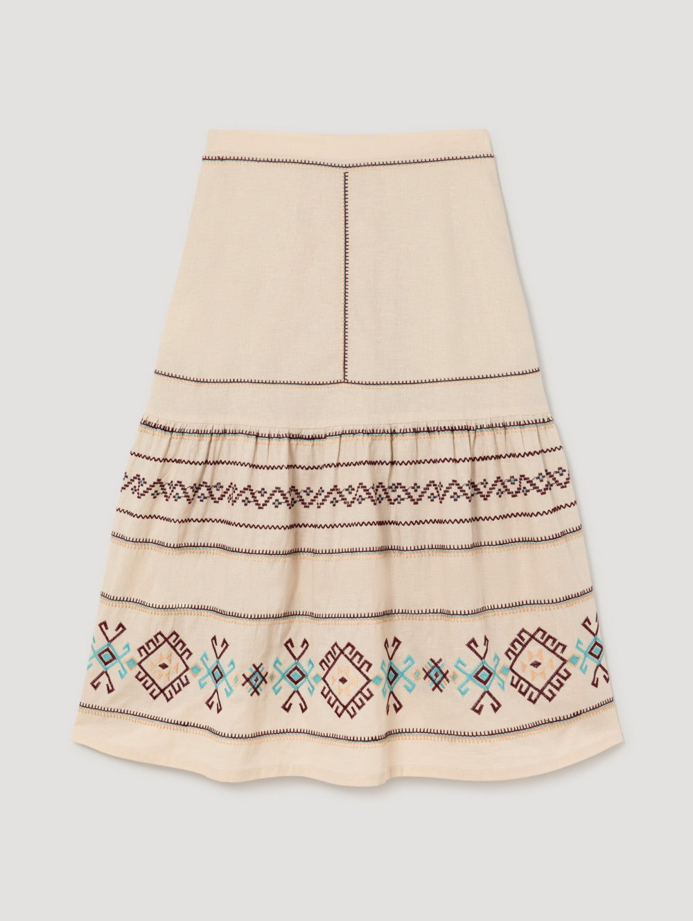 Embroidered Skirt S50fo3 In Ivory