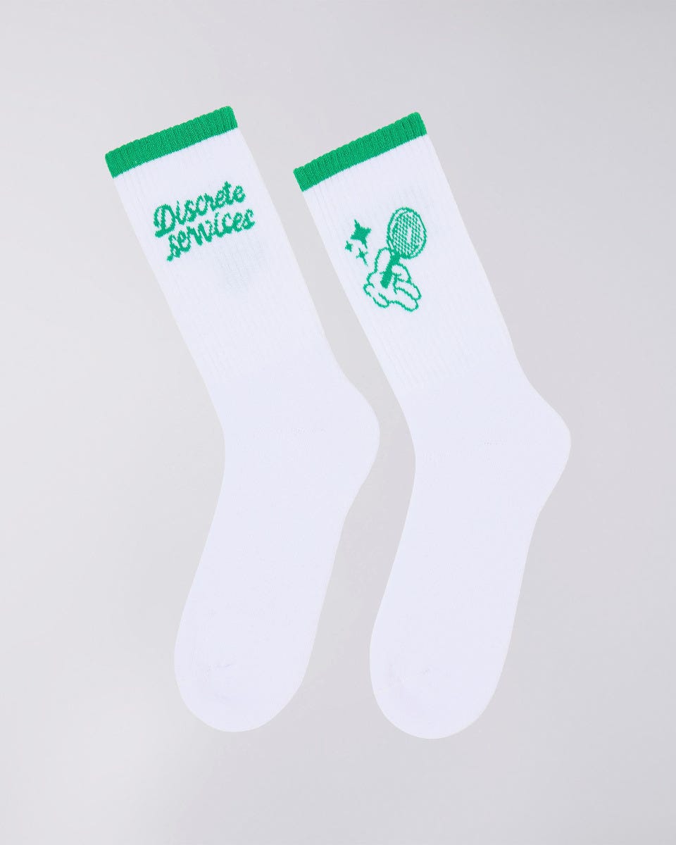 Discrete Services Socks - White / Green